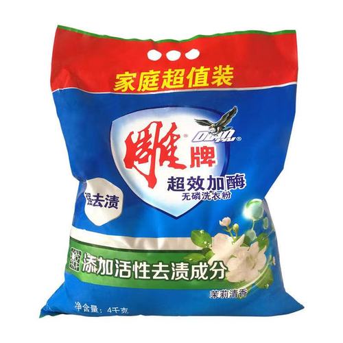 雕牌洗衣粉超效加酶4kg*4袋去渍去污洁净实惠家庭装洗衣粉清香型