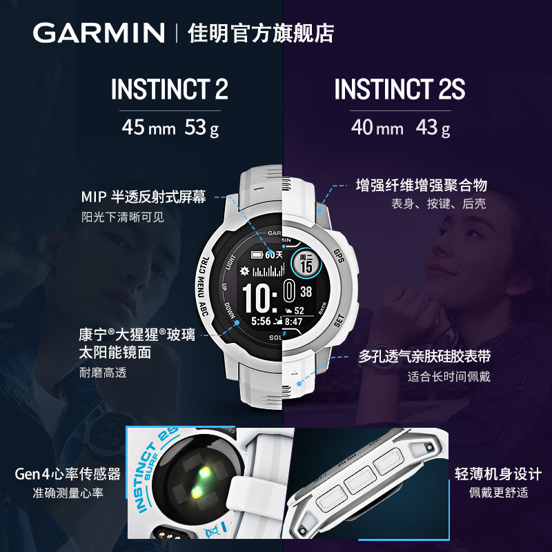 Garmin佳明Instinct本能2S太阳能户外运动手表登山跑步心率血氧 - 图1