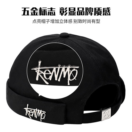 无檐瓜皮帽男士潮牌日系嘻哈雅痞帽女复古流氓地主帽夏季寸头帽子 - 图2