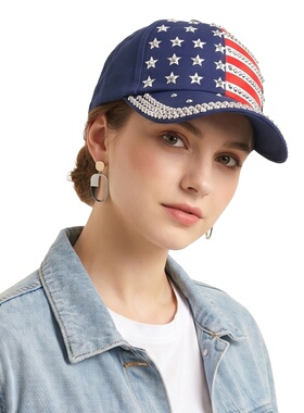 美式国旗铆钉嘻哈防晒棒球帽女