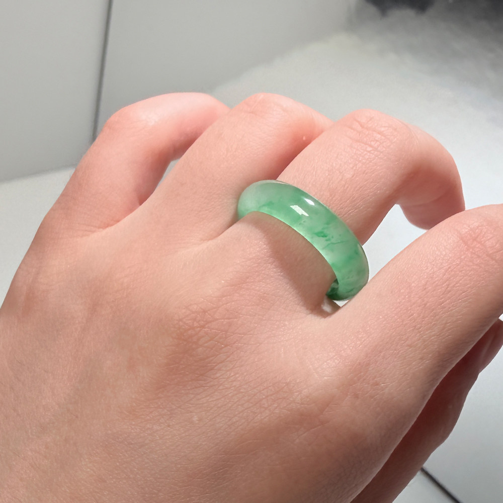 African green ice transparent flower ring can be photographed and selected