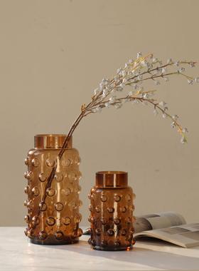 简约创意泡泡直筒大口玻璃花瓶酒店样板间客厅软装工艺品装饰摆件