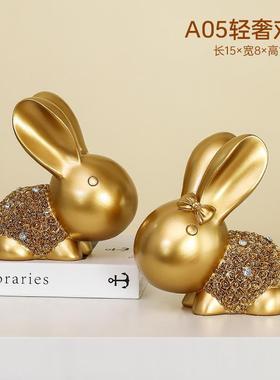 现代简约轻奢对鹿树脂摆件抖音家居酒柜玄关电视柜树脂工艺品摆件