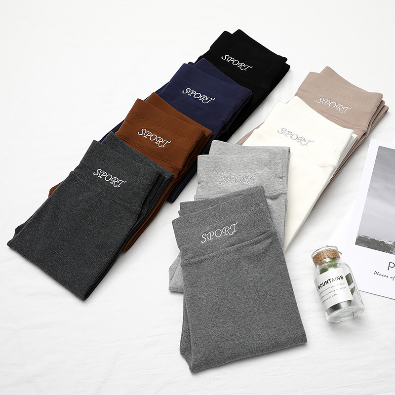 外穿春秋季纯棉高腰灰色显瘦打底裤 依远打底裤