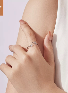 时予原创澳宝爱心凯尔特结开口戒指经典设计感s925纯银戒指手饰