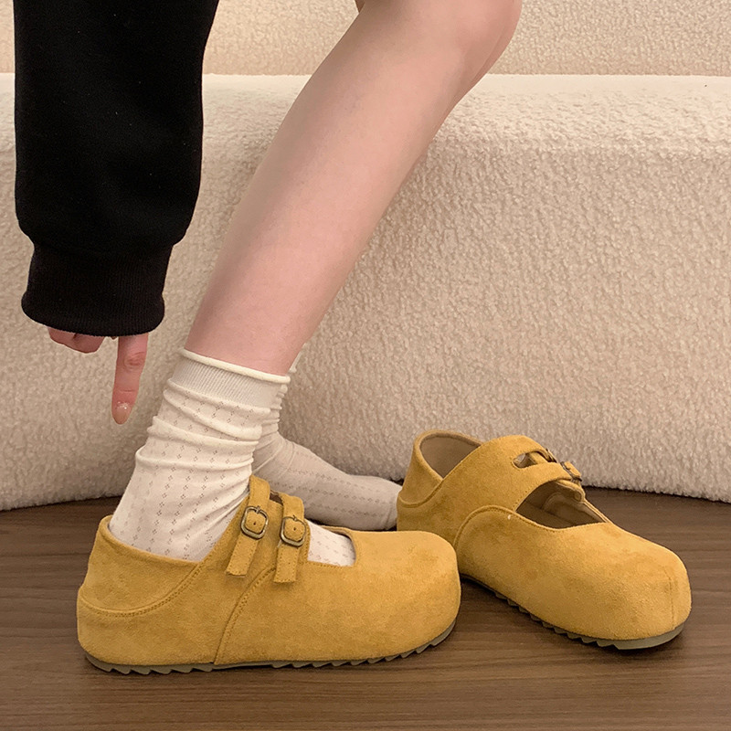 复古黄色内增高勃肯鞋女2026春季新款两穿配裙子单鞋厚底玛丽珍鞋,淘宝优惠券,粉丝福利购,淘宝优惠卷