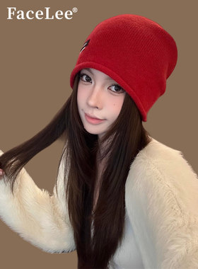 FaceLee100%纯羊毛堆堆帽