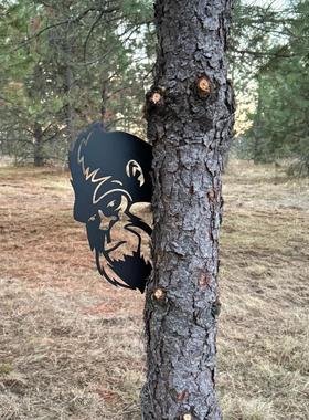 Peek-a-BooFlippingOffMetalSign地插花园围栏农场庭院装饰