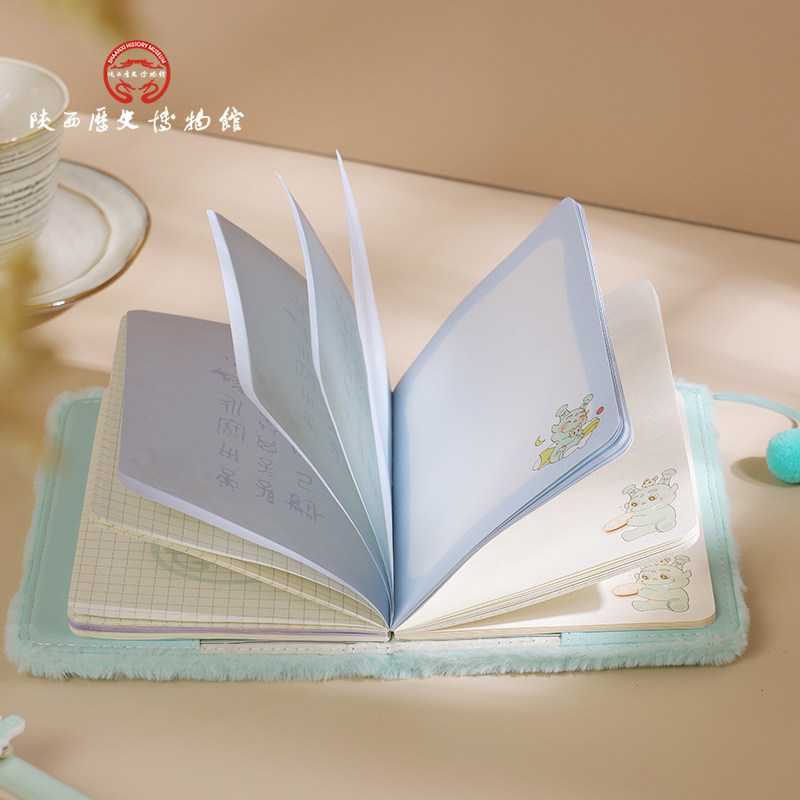 陕西历史博物馆觥仔毛绒B6小笔记本便携文创记事本原创萌宠日记本超治愈手账本礼物