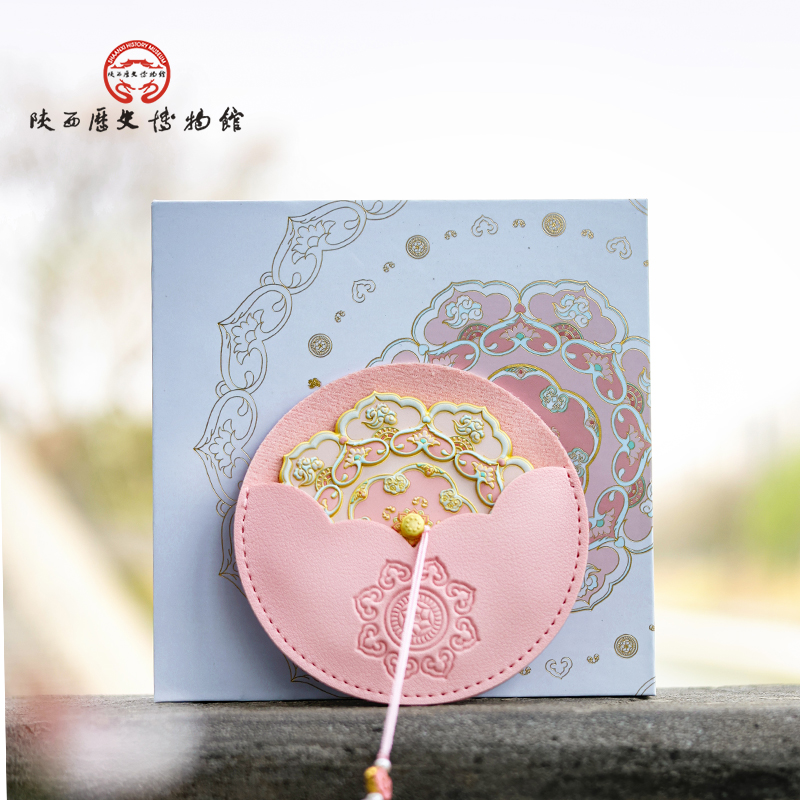 陕西历史博物馆随身镜文创古风便携手持化妆镜西安旅游礼物送女友