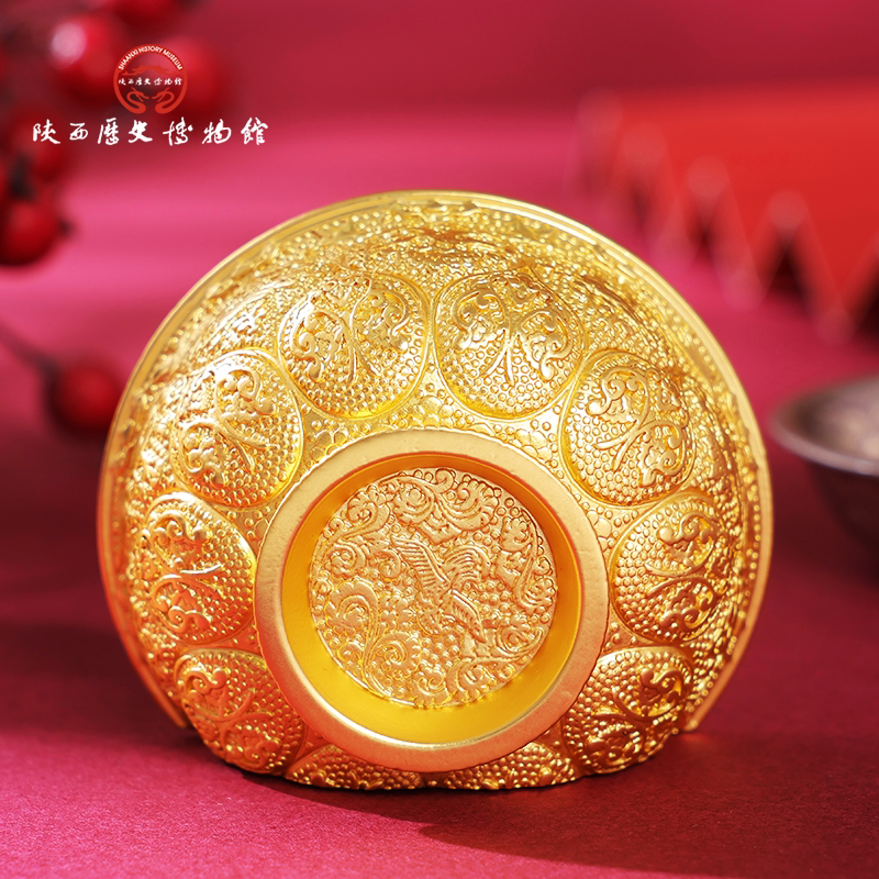 陕西历史博物馆鸳鸯莲瓣纹金饭碗冰箱贴西安特产文创纪念品伴手礼