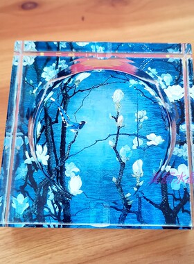 水晶玻璃烟灰缸现代风景轻奢创意个性礼品客厅家居办公室实用装饰