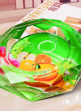 玻璃烟灰缸客厅办公室家居桌面茶几时尚个性装饰水仙花摆件