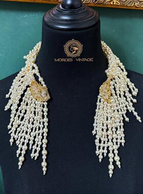 重工狮子头尾仿珍珠鬃毛项圈项链