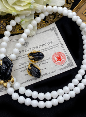 VintageKJL黑白玫瑰项链