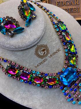 奥地利水晶钻流苏项链耳钉