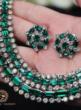 50年代KRAMER奥地利水晶项链耳夹