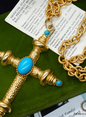 FLORENZA仿蓝松石大十字架项链