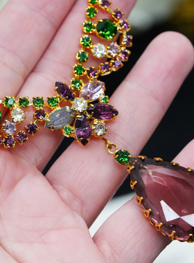 中古水滴奥地利水晶项链耳钉