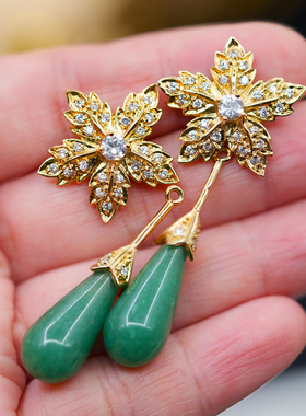 JBK杰奎琳绿天然石水滴耳钉