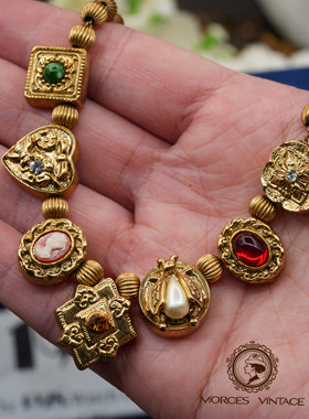 1928滑块项链珍珠水钻宝石镀金