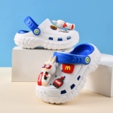 Детские мультяшные летние тапочки для мальчиков, нескользящие слайдеры, мягкая подошва