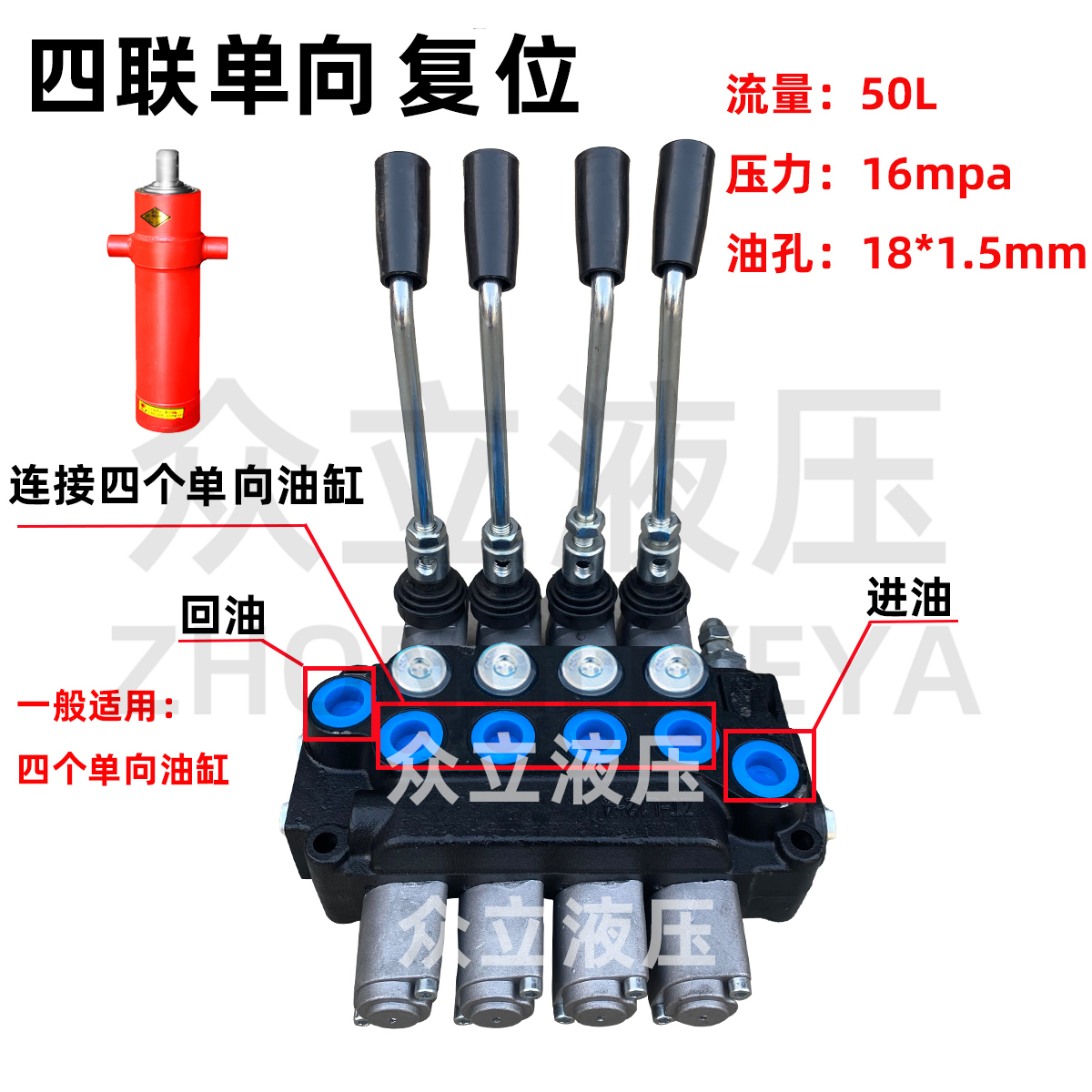 定制新款ZT12多路阀手动换向阀 双向分配阀 控制单双向油缸马达 - 图2