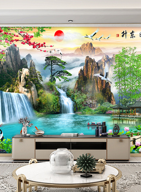 3D装饰客厅沙发电视背景墙壁画