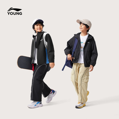 李宁儿童防泼水工装裤伞兵裤