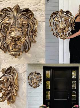 现货新品狮子头挂壁雕塑树脂工艺品LionHeadWallMountedArt