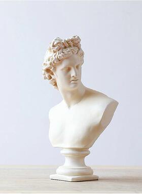 美乡村石膏像素描人物像雕塑摆件设办公室样板间装饰品大卫男神