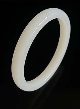 天然俄料羊脂玉白玉手镯细窄条玉镯老坑原矿真玉石镯子60mm带证书