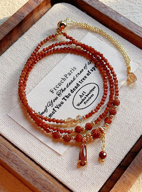 14k包金 切面红金砂石多层三圈 手链手串 手饰 饰品