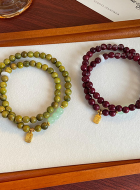 『檀望晴』天然绿檀手链女和手串手链小众文玩新中式古风礼物配饰