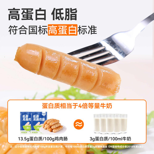 鲨鱼菲特鸡肉肠低脂肪即食饱腹淀粉零食卡代餐鸡胸肉肠健身轻食品 - 图0