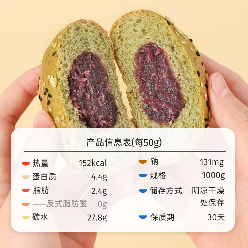 鲨鱼菲特旗舰店鲨鱼菲特 全麦面包抹茶紫薯欧包整箱代餐夹心0添蔗糖早餐粗粮食品1