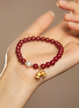 普陀山朱砂官方正品铃兰花手串