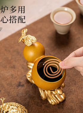 汉颂黄铜福禄新中式客厅摆件礼品