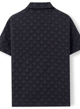 men's t-shirts男装 时尚高端压花面料古巴领休闲衬衫男士短袖