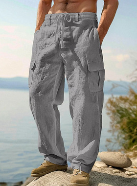 men's Pants新款男士四薄款透气工装多口袋宽松休闲潮流阔腿裤