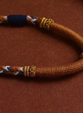 手工编织藏式吊坠绳五路财神唐卡项链绳天珠挂坠绳手搓棉锁骨链绳