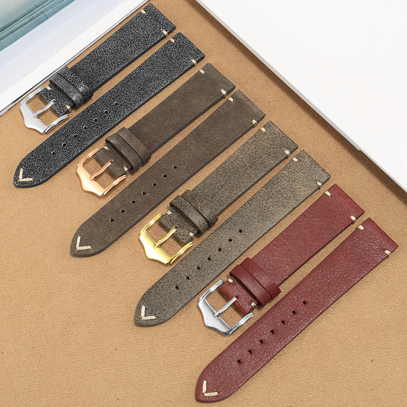 复古真皮手表带男适配小雀斑欧米茄 yopoprettyoriginal配件