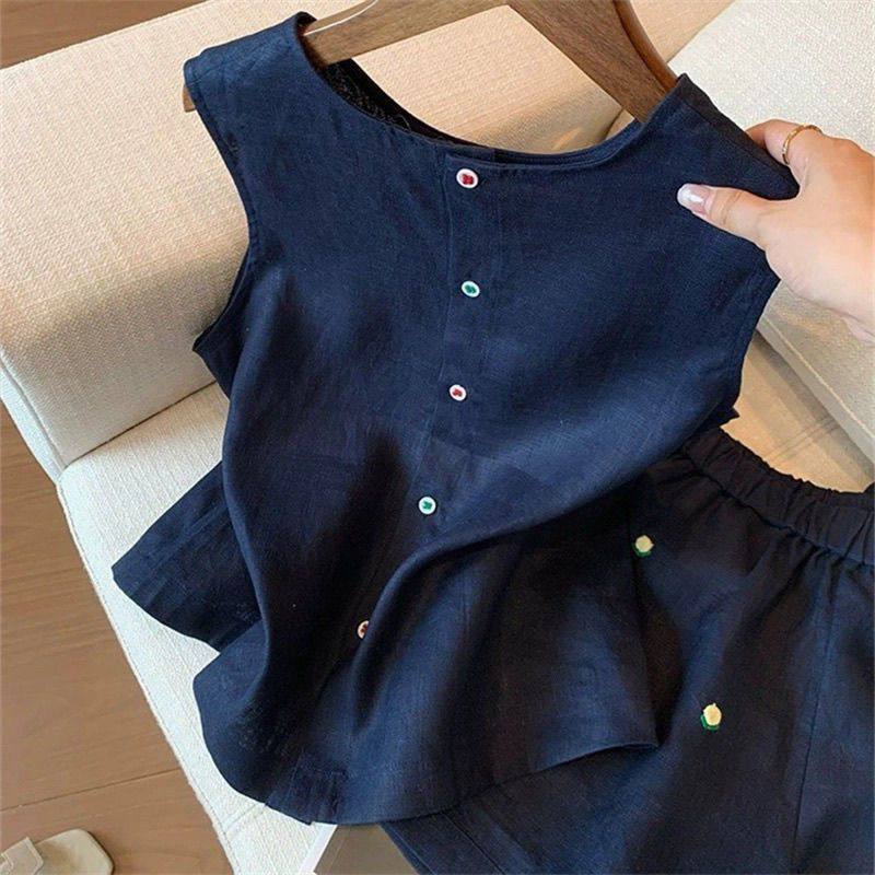 设计感重工花朵刺绣棉麻套装女夏季休闲无袖小背心宽松短裤两件套,淘宝优惠券,粉丝福利购,淘宝优惠卷