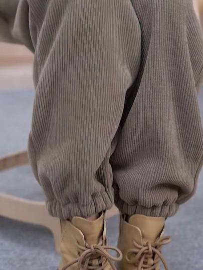 加厚羊羔绒裤子女2023新款秋冬季大码女装宽松显瘦束脚加绒哈伦裤