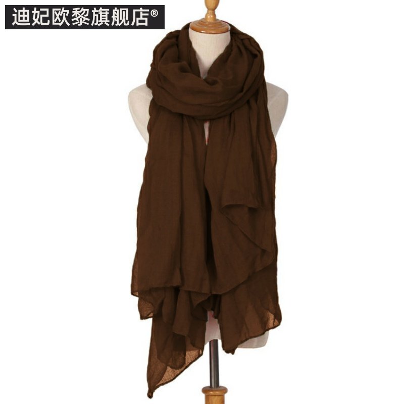 棉麻围巾女冬季长款韩版百搭春秋薄披肩纱巾两用外搭亚麻红色丝巾,淘宝优惠券,粉丝福利购,淘宝优惠卷