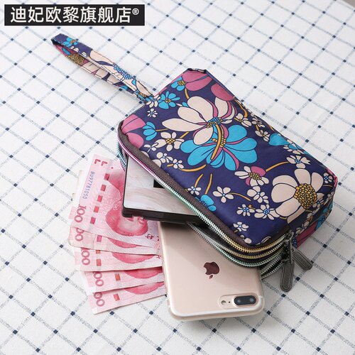女手拿包帆布牛津艺三层长款女士手包大容量买菜钥匙零钱包手机包 - 图2