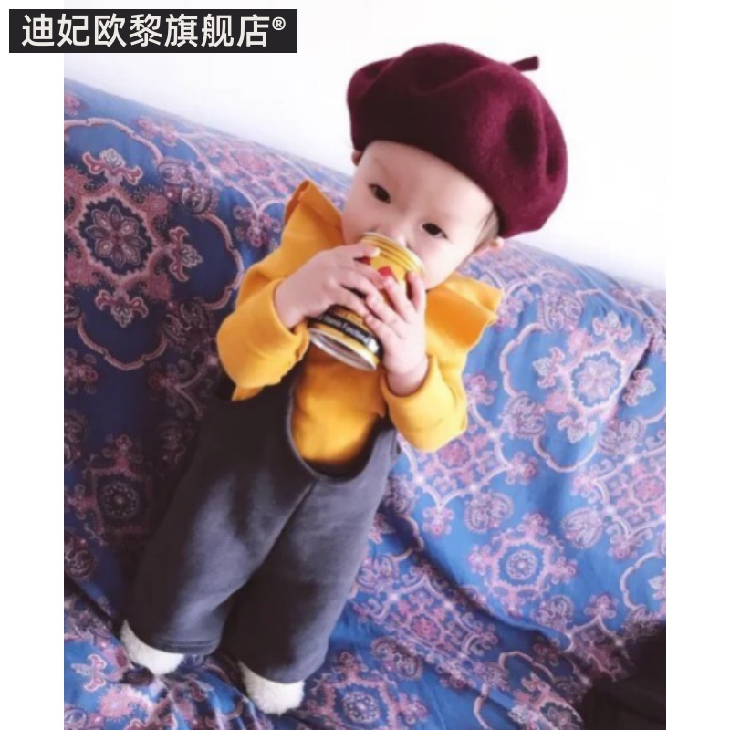 儿童帽子小童羊毛贝雷帽时尚春秋冬女帽子洋气小孩帽羊毛呢女童帽