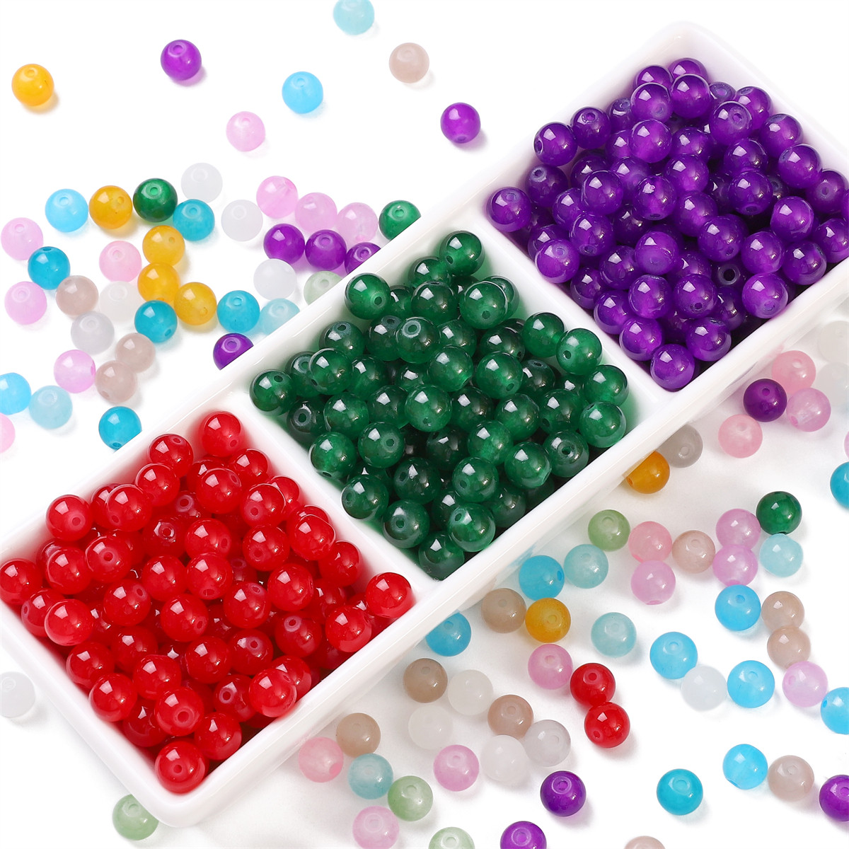 50颗玻璃果冻实色仿玉石圆珠散珠子 手工diy发簪手链项链耳饰材料,淘宝优惠券,粉丝福利购,淘宝优惠卷