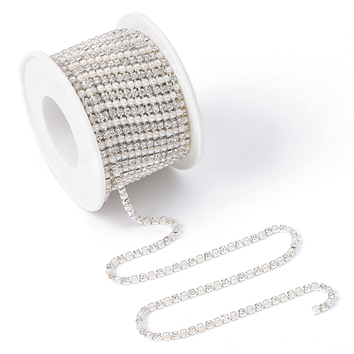 双排AB彩水钻珍珠爪链条 手工diy自制古风发簪手链项链耳饰品配件,淘宝优惠券,粉丝福利购,淘宝优惠卷