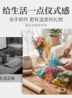 永生花满天星干花DIY发簪材料包